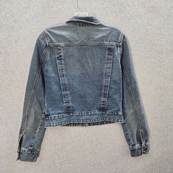 Free People Women Jacket XS Blue Rumors Denim Jean Trucker - Picture 6 of 11
